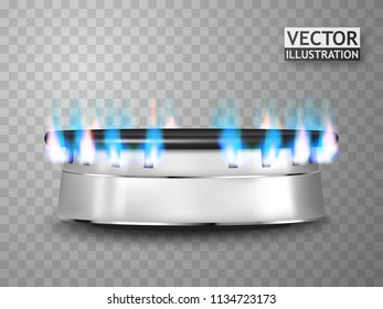 Gasolina aislada con fuego. Ilustración vectorial.