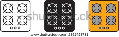 Gas stove isolated icons collection, kitchen gas stove lined, colored and isolated version. Vector illustration