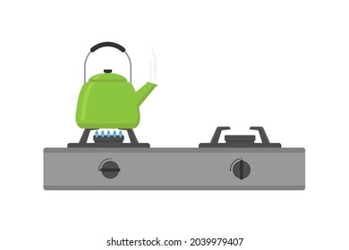Gas stove and kettle vector illustration on white background