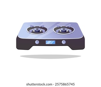 Gas stove kitchen vector isolated on white background.