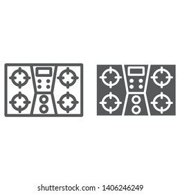 Gas stove line and glyph icon, kitchen and cooking, cooker sign, vector graphics, a linear pattern on a white background, eps 10.