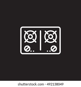 Gas stove line icon, outline vector sign, linear pictogram isolated on black. logo illustration