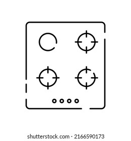 Gas stove line icon Vector symbol illustration kitchen. Household appliances