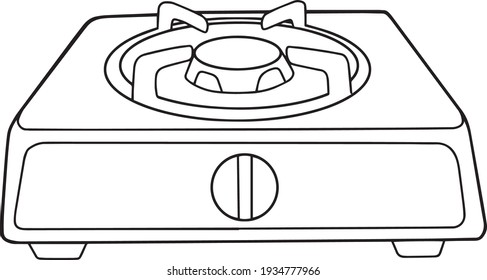 gas stove line vector illustration ,gas stove coloring book