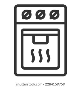 Gas stove with oven - icon, illustration on white background, outline style