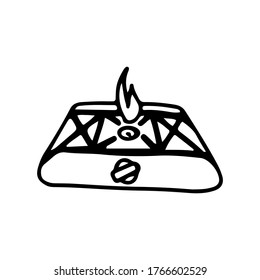 Gas stove for tourist and home doodle icon isolated