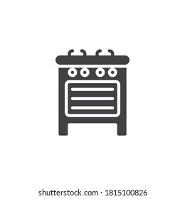 Icono vectorial de la cocina de gas. signo plano relleno para concepto móvil y diseño web. Icono de glifo de horno de cocina. Símbolo, ilustración del logotipo. Gráficos vectoriales