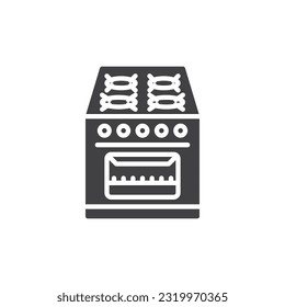 Gasherd, Vektorsymbol. volles Flachzeichen für mobiles Konzept und Webdesign. Gasofenglyph-Symbol. Symbol, Logo-Abbildung. Vektorgrafik