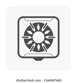 Gas stove vector icon. Household or appliance for food cooking in home kitchen with burner and flame fire from lpg natural gas. That power energy from fossil fuel mixture of propane and butane.