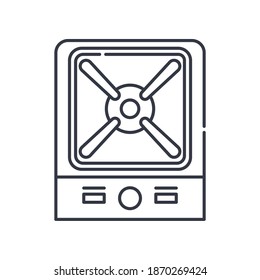Icono de cocinas de gas, ilustración lineal aislada, vector de línea delgada, signo de diseño web, símbolo de concepto de contorno con trazo editable sobre fondo blanco.