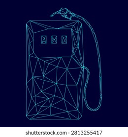 Gas stration low poly triangulation triangulated polygonal electric cyan blue vibrant aqua neon color outline contour line