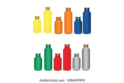 Gas tank balloon isolated on white background. Lpg. Vector llustration. Gas cylinder vector tank. Oxygen gas cylinder canister fuel storage.