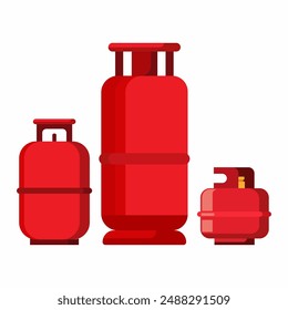 Gas Tank Cylinder, Liquefied Petroleum Gas collection icon set. cartoon flat illustration vector in white background