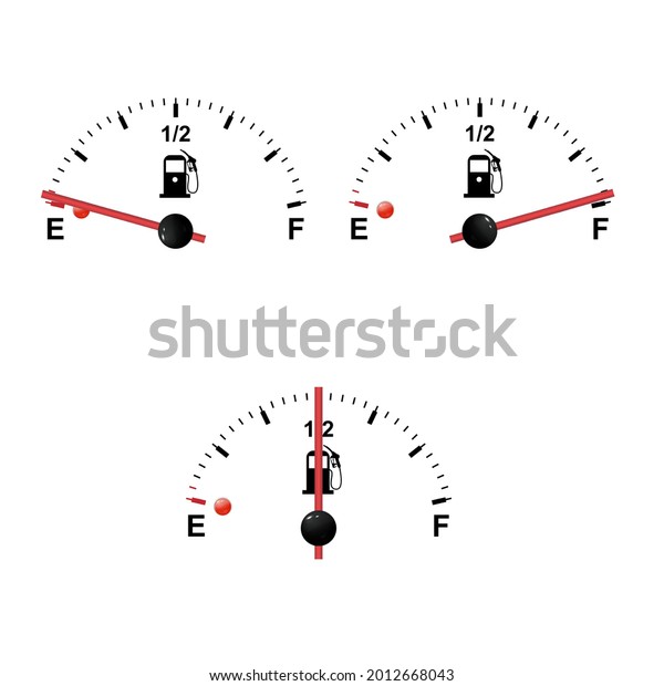 Gas tank gauge. Set of Fuel gauge scales. Fuel\
meter. Fuel indicator. Oil level tank bar meter. Collection Fuel\
gauge meter on a white\
background