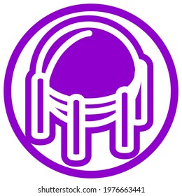 Gas tank icon in isometric flat design with purple color and outline on a line circle background.