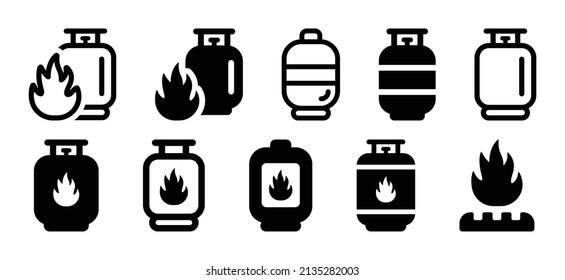 Gas tank icon set. Flammable gas icon isolated on white background.