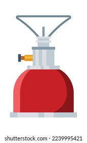 Gas Tank Stove flat icon Propane portable camping oven. Vector illustration