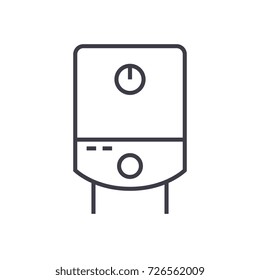gas tank, water boiler vector line icon, sign, illustration on background, editable strokes