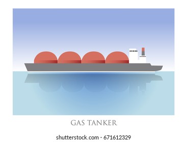 Gas tanker, simple and flat vector illustration.