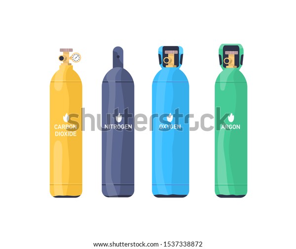 Gas Tanks Flat Vector Illustrations Set Stock Vector (Royalty Free ...