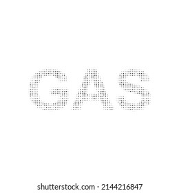 The gas text symbol filled with black dots. Pointillism style. Vector illustration on white background