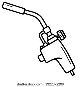 Gas torch head. Vector outline icon isolated on white background.