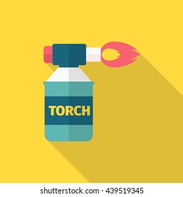 Gas torch icon, Vector flat long shadow design. EPS10