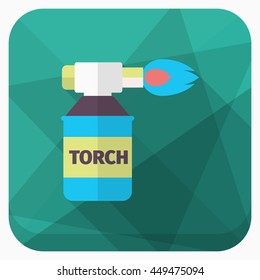 Gas torch icon, Vector flat long shadow design. EPS10