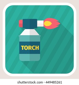 Gas torch icon, Vector flat long shadow design. EPS10