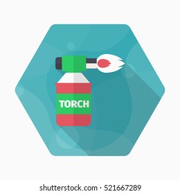 Gas torch icon, Vector flat long shadow design. EPS10