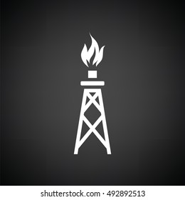 Gas tower icon. Black background with white. Vector illustration.