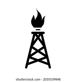 Gas Tower Icon. Black Stencil Design. Vector Illustration.