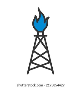 Gas Tower Icon. Editable Bold Outline With Color Fill Design. Vector Illustration.