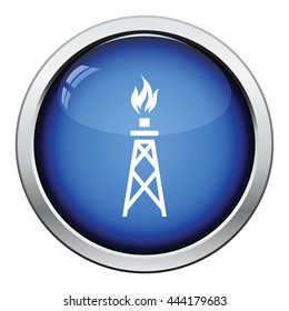 Gas tower icon. Glossy button design. Vector illustration.