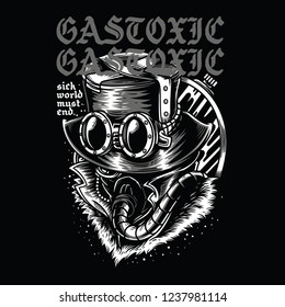 Gas Toxic Black and White Illustration