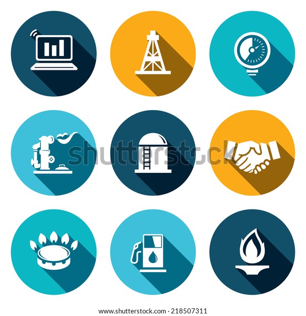 Gas Trade Vector Flat Icon Set Stock Vector (Royalty Free) 218507311