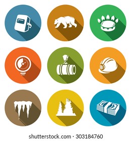 Gas transit Icons Set. Vector Illustration. Isolated Flat Icons collection on a color background for design