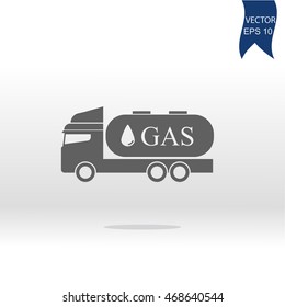Gas truck flat icon. Vector illustration EPS10