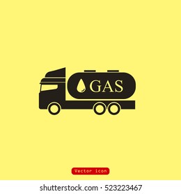 Gas truck flat icon. Vector illustration 