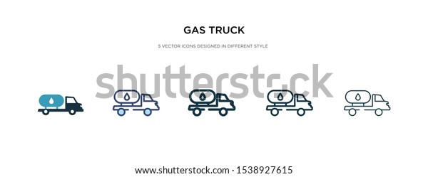 gas truck\
icon in different style vector illustration. two colored and black\
gas truck vector icons designed in filled, outline, line and stroke\
style can be used for web, mobile,\
ui