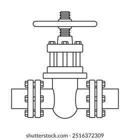 Gasventildarstellung in dünner Linie und Seitenansicht - Vergasungsklappe für fossile Gase