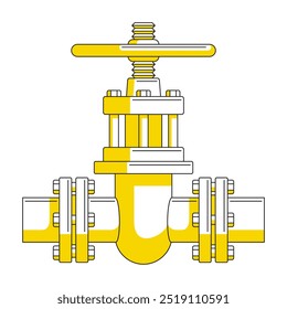 Gasventil-Illustration in dünner Linie und gelber Farbe - Vergasungstor für fossile Gase