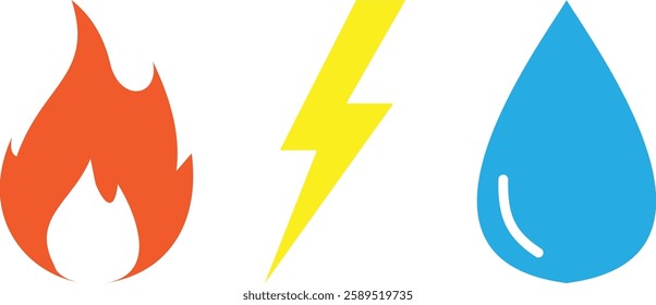 Gas Water Electricity icons. isolated on white background. Miscellaneous sign symbol. icon set
