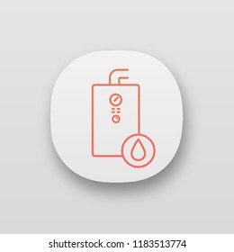 Gas water heater app icon. UI/UX user interface. Heating water. Home boiler. Web or mobile application. Vector isolated illustration