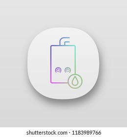 Gas water heater app icon. Heating water. Home boiler. UI/UX user interface. Web or mobile application. Vector isolated illustration