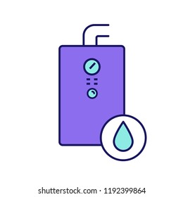 Gas water heater color icon. Heating water. Home boiler. Isolated vector illustration