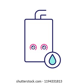 Gas water heater color icon. Heating water. Home boiler. Isolated vector illustration