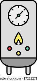 Gas Water Heater with Fire Flame Design, Combi boiler on white background, Bathroom Appliance vector Color Icon Concept, bathroom facilities Object