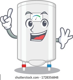 Gas water heater mascot character design with one finger gesture