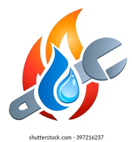 Gas, Water, Plumbing - Vector Icon